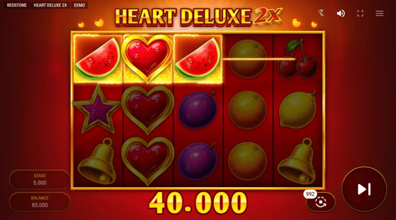 Heart Deluxe 2x - νικηφόρος συνδυασμός με wild στον τροχό